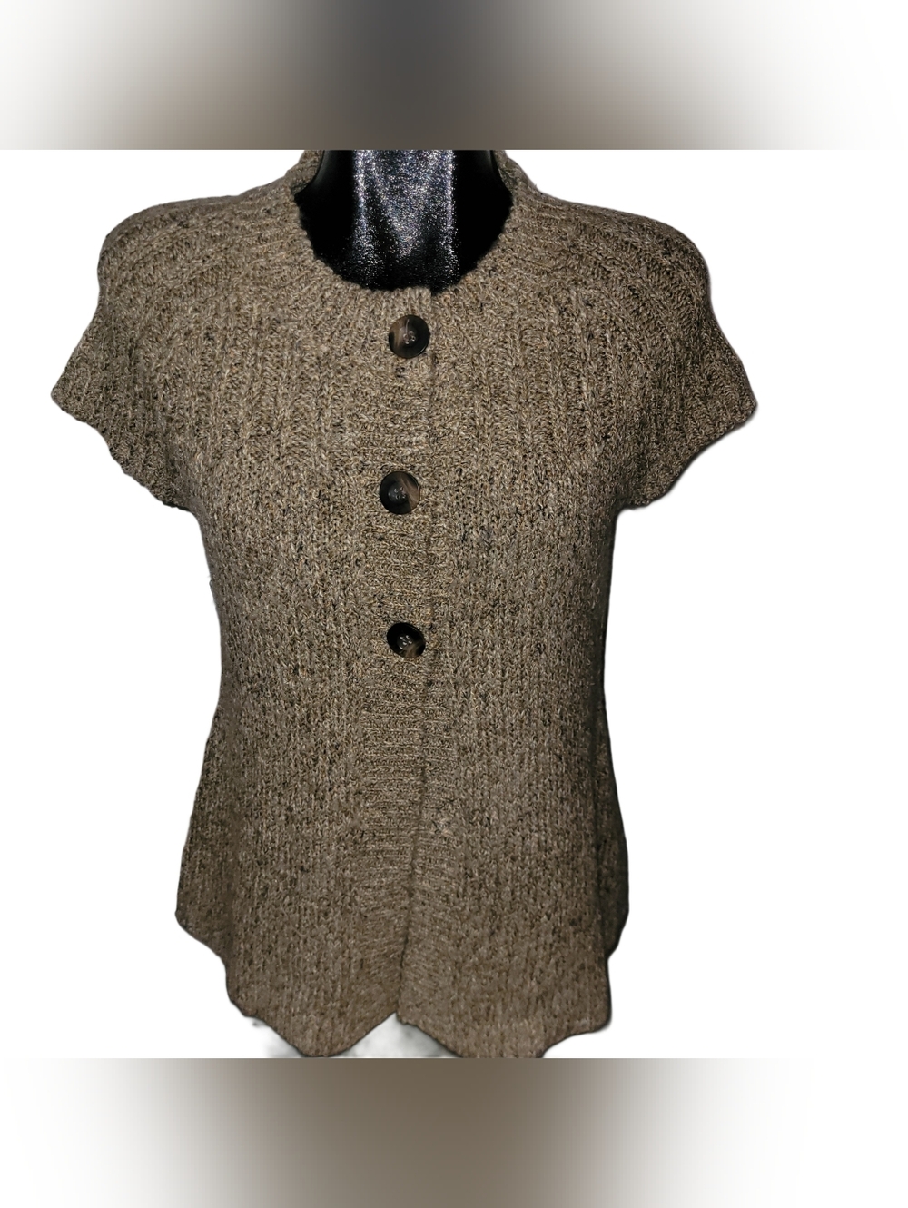 Charter Club Tan Knit 3 Button-Front Short Sleeve Cardigan Size S